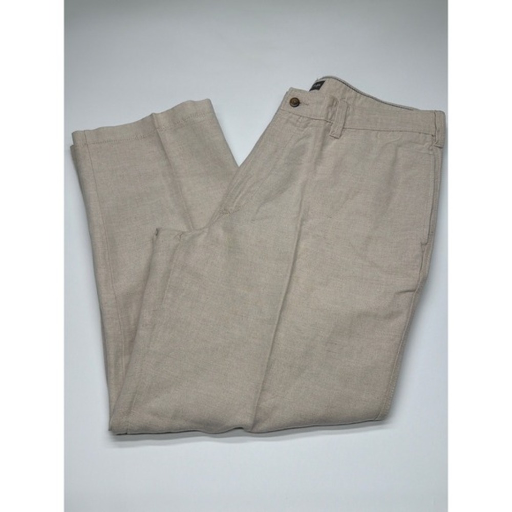 ST. JOHN'S BAY Mens Khaki Linen Blend Pleated Dress Pants Size 36W x 29L